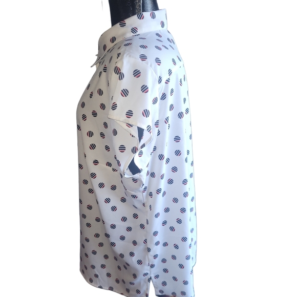 Claire France White Circle Patterned Short Sleeve Blouse 18 - Picture 4 of 6